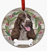 Springer Spaniel Dog Wreath Ornament Personalizable Christmas Holiday Decoration - £11.47 GBP