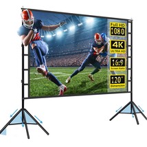 Projector Screen With Stand,120 Inch Portable Foldable Projection Screenhd 4K In - £114.37 GBP