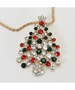 Christmas Tree Rhinestone Necklace Brooch Pin Pendant 1.6&quot; W x 2.2&quot; H  2... - $24.75 CAD