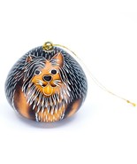 Handcrafted Carved Gourd Art Yorkshire Terrier Yorkie Puppy Dog Ornament... - £11.07 GBP