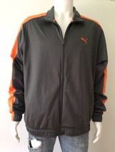 PUMA Sport Lifestyle Men&#39;s Gray/Orange Zip Athletic Warm Up Jacket (Size XL) - £23.39 GBP