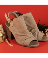 Indigo Open Toe Heeled Ankle Bootie Boots Color Light Natural Fabric Siz... - $558.11 MXN