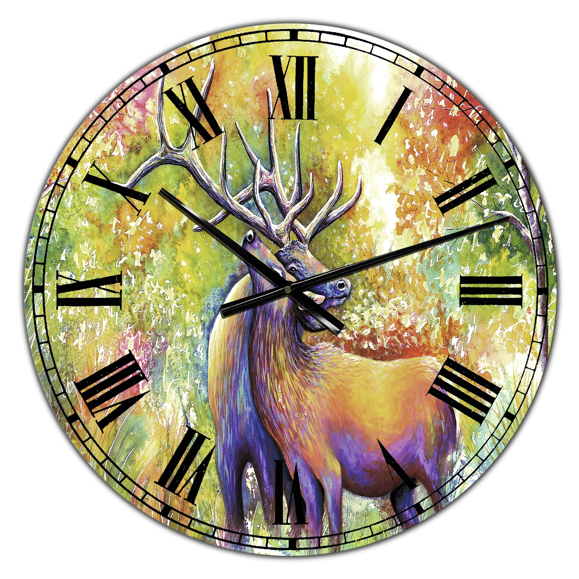 Designart &#39;Hugging Elk Love&#39; Large Cottage Wall Clock - £129.20 GBP