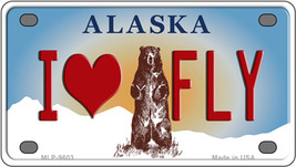 I Love Fly Alaska State Novelty Mini Metal License Plate Tag - £11.72 GBP