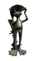 Indoor/outdoor Rustic Cheerful Frog Statue 15” Tall Sculpture Feng Shui Decor - £39.55 GBP