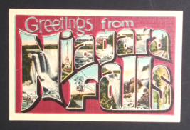 Greetings from Niagara Falls Large Letter 1940s Linen UNP Postcard - £7.82 GBP