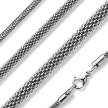 Mesh Snake Chain Womens Silver Stainless Steel 3mm Serpentine Necklace 20-Inch - £11.98 GBP