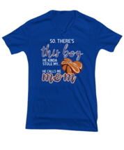 Basketball Mom T Shirt There&#39;s This Boy - Basketball Royal-V-Tee - £17.55 GBP