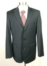 Zara Men&#39;s US 40L Navy Pinstripe Classic Stretch Fit Suit Coat Jacket Bl... - $10.88