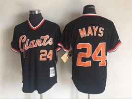 SF Giants #24 Willie Mays Jersey Old Style Uniform Black - £35.84 GBP
