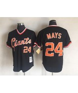 SF Giants #24 Willie Mays Jersey Old Style Uniform Black - £35.66 GBP