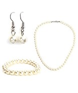 Classic Faux Pearl Set With Necklace, Drop Earrings &amp; Bracelet - €21,70 EUR