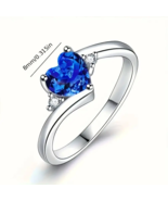 Blue Rhinestone Heart Silvery Ring - New - Size 8 - $14.99