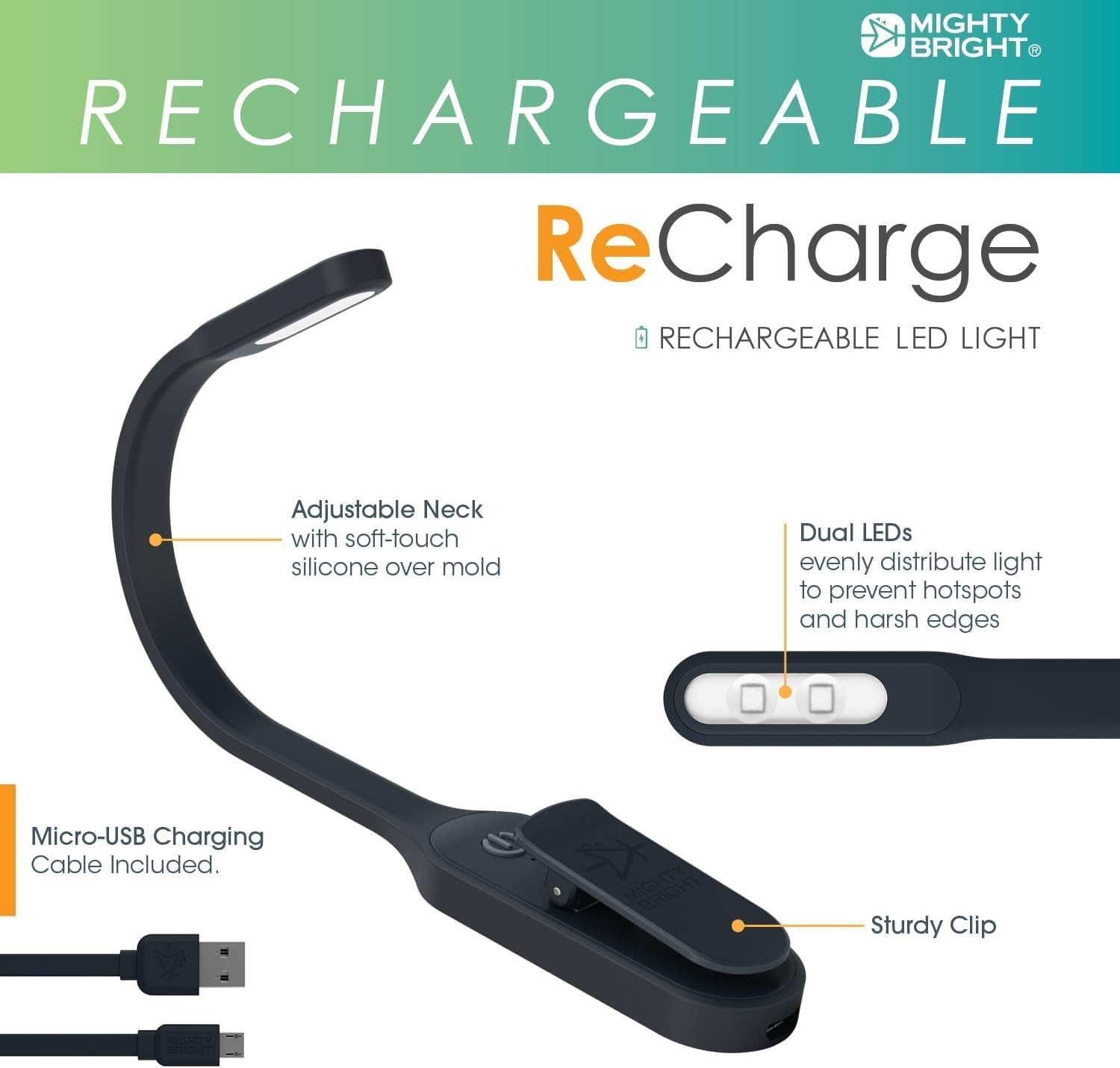 Flexible Dimmable Reading Light - Eye Care LED & Rechargeable, Perfect for Kids Item image 5