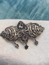 french 19th century antique Large solid sterling silver brooch hand cut ... - $279.00