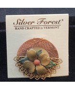 Copper Goldtone Flower Fan pin brooch by Silver Forest New NOS Vermont A... - £11.52 GBP