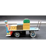 Vintage Baggage Train Cart Worker Tin Litho Wind Up Toy Needs a Key Nice... - €34,56 EUR