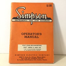 Simpson Model 260 Series 6 And 6M Volt  &amp; OHM MILLIAM...  Owners Manual ... - £13.42 GBP