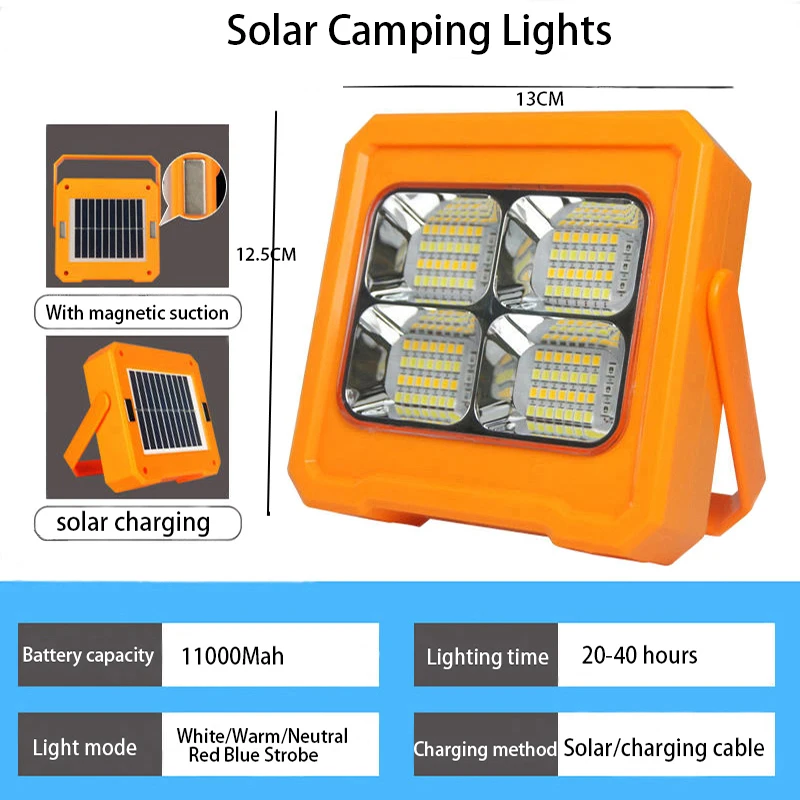 Solar LED Camping Tent Lights Outdoor Waterproof Solar Flood Light Portable Work - £109.33 GBP