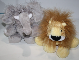 Webkinz Lion HM006 Elephant HM007 Plush Stuffed Animal 9&quot; No Code Soft Toy Lot 2 - $12.60