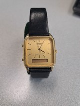 Seiko Men&#39;s Rare Vintage Alarm Chronograph Gold Tone Quartz Watch Free S... - $51.89