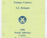  SS Britannis Passenger List 1991 Welcome Aboard Folder &amp; 41 Souvenir Me... - £53.02 GBP