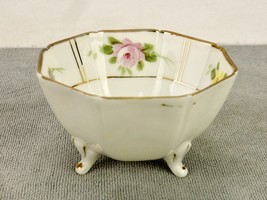 8-Sided Porcelain Footed Bowl, Hand Painted Floral, Antique Nippon, Dips, Sauces - £11.54 GBP