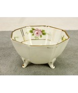 8-Sided Porcelain Footed Bowl, Hand Painted Floral, Antique Nippon, Dips... - $14.65