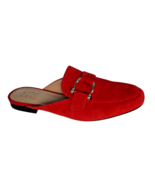Naturalizer Red Suede Flat Slip-on Mule Accent Buckle Nonslip Sole  Sz 7... - $444.17 MXN