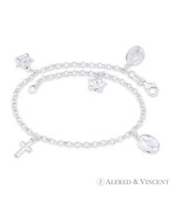 Holy Mother Mary Miraculous Medal Angel Cross .925 Sterling Silver Charm... - $890.63 MXN