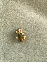 Vintage Dainty Goldtone Turtle w Green Jade Stone Nugget Lapel or Hat Pin – 0.5  - £7.62 GBP