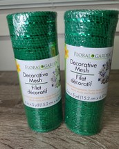 (2) New Decorative Green Mesh  6 in x 5 yd. Crafts, Floral, Ribbon-NEW-SHIP24HRS - £11.77 GBP