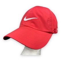 Nike Golf SQ One Cap Hat Red Embroidered Swoosh Fit Dri Adjustable Strap Vented - £19.37 GBP