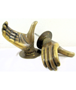 Pair Antique Solid Brass Hand Shake Welcome 7 1/2&quot; Door Handles - $593.01