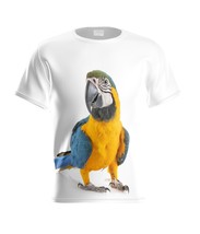 Parrot  Ara White Tropical Beach Vacation Short Sleeve T-Shirt Summer Gift - £25.57 GBP