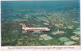 Postcard Airplane Jet-Prop Viscount Flies Non-Stop Washingto To Chicago - £3.94 GBP