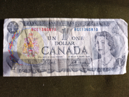 1973 Canadian One Dollar Banknote 1$ Bank Of Canada BCE1345810 - £1.56 GBP