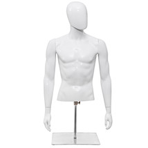 Male Mannequin Human Plastic Half Body Head Turn Dress Form Display W/Base - £115.75 GBP