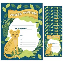 Cheetah Style 1 Happy Birthday Invitations Invite Cards (10 Count) Wit - £15.74 GBP