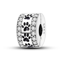 New 2024 Charm S925 Sparkling Zircon Dog Paw Clip Fit Bracelet and Necklace - £8.65 GBP