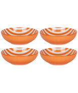 Set Of Four 7in Orange Cabana Stripe Bowls - $44.55