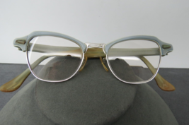 Vintage Ladies Eye Glasses Bausch &amp; Lomb White Gold Filled Bridge Blue Gray 50s - £8.00 GBP