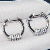 SLJELY High Quality Real 925 Sterling Silver Circle Hoop Earrings with Sliding C - £41.97 GBP