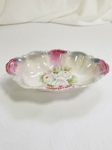 Leuchtenburg Germany - Rose Patterned Porcelain Dish Bowl Scalloped Edges - £4.70 GBP