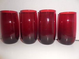 Lot of 4 Anchor Hocking Royal Ruby Roly-Poly Tumblers  3 - 5&quot;, 1-4 1/2&quot; - £15.68 GBP