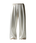 AVERAM Straight Wide Leg Satin Champagne White Trouser Pants - €143,29 EUR