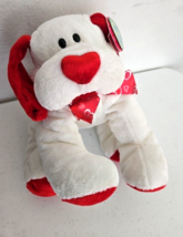 Walmart Floppy Puppy Dog Valentines Day Heart Bow Red White Plush Stuffed Animal - $24.73