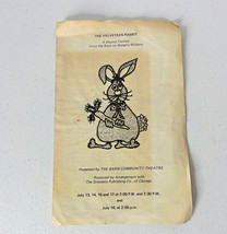 Vintage The Velveteen Rabbit Musical Program by The Barn Community Theatre - £19.43 GBP