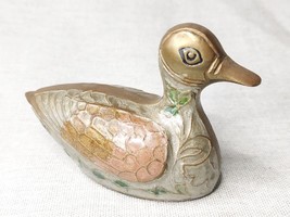 Vintage Cloisonne Brass &amp; Enamel Duck Figure - $26.32