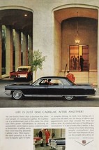 1964 Print Ad Cadillac 4-Door Car Outside Hotel &amp; Doorman Admires the Caddy - £10.92 GBP